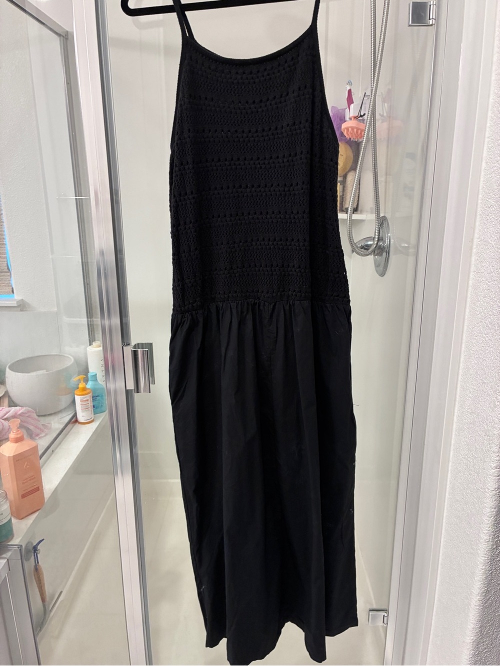 Universal Thread Black Crochet-Panel Maxi Dress